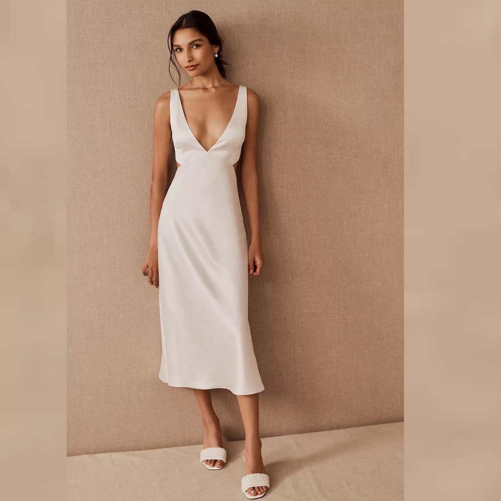 Anthropologie x BHLDN Sachin & Babi Sierra Satin Midi Dress Ivory